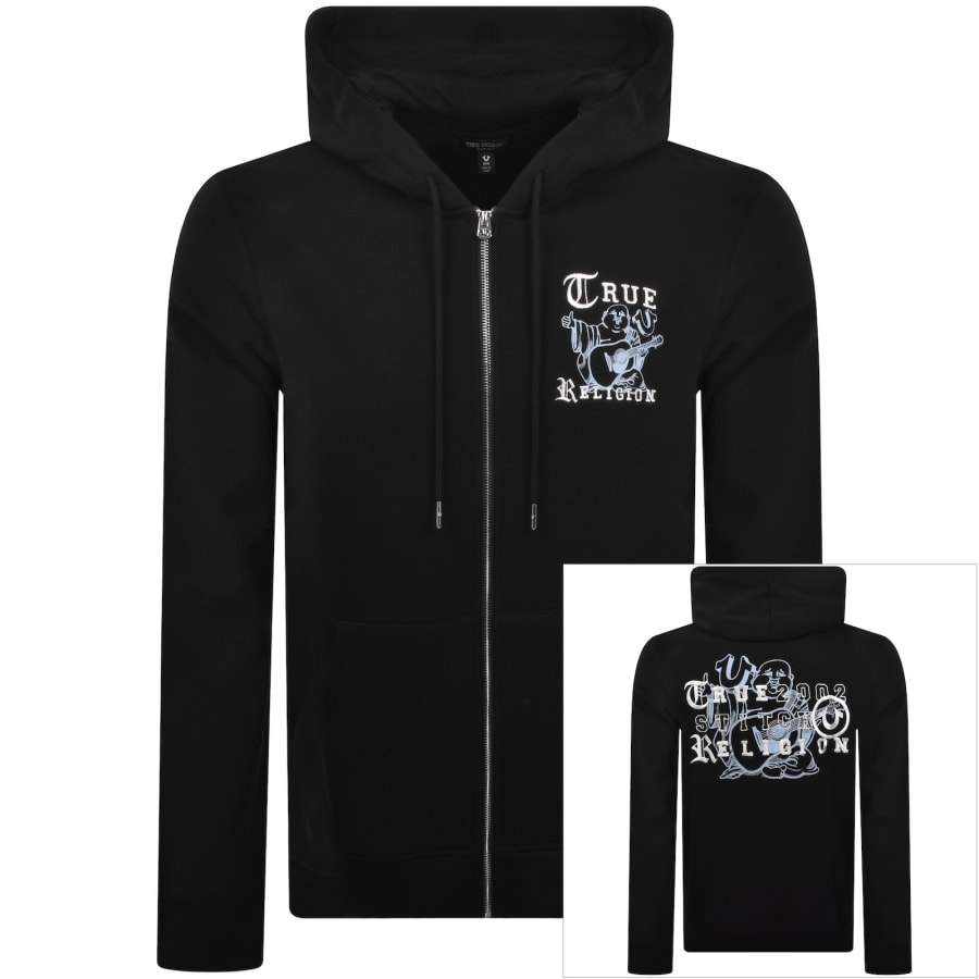 True Religion Logo Zip Hoodie Black | Mainline Menswear x